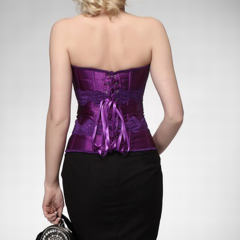 Purple Satin Overbust Bustier Corselet For Women Sexy Corset PQH56
