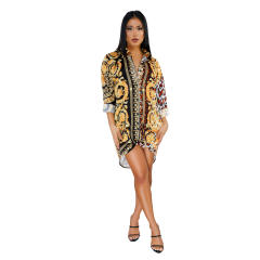 African Ethnic Print Shirt Dress Summer Dresses Women PQ9491