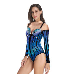 3D Printed Monokini Swimwear Knit Bikini Beachwear Women PQB120-111