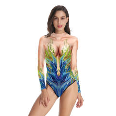 3D Printed Monokini Swimwear Knit Bikini Beachwear Women PQB120-111