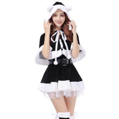 Black Sexy Christmas Costume Battlesuit Fantasy Santa Uniform PQD15B