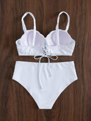 Women Sexy Shell Bikini Swimwear Solid Color Swimming Wear PQ7398B
