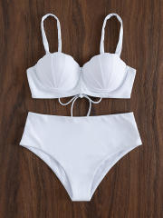 Women Sexy Shell Bikini Swimwear Solid Color Swimming Wear PQ7398B