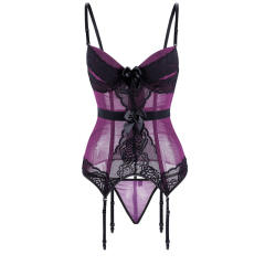 Sexy Mesh Bustier Women voluptuous Underwire Teddies Lingerie PQ8044