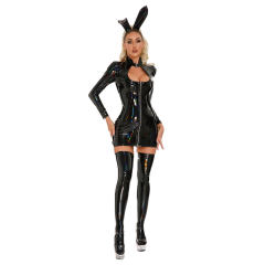 Symphony Sexy Mini Dresses Faux Leather Dress Woman Club Wear PQ6902