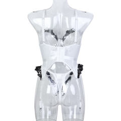3PCS Wholesale Sexy Embroidery Teddy Lingerie Mesh Bodysuit For Women PQ3576