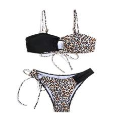 Leopard Print Bikini Set with Tie Side Bottoms Swimwear for Womens PQ-BK121