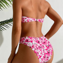 Women's Floral Print Bandeau Bikini Set 2 Piece Swimsuit Female Bathers PQ-KQ8015