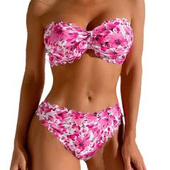 Women's Floral Print Bandeau Bikini Set 2 Piece Swimsuit Female Bathers PQ-KQ8015