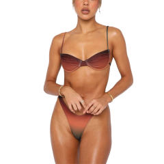 Women's Two-Piece Bikini Set Gradient Swimwear High Waist Bathing Suit PQ3035
