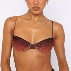 Women's Two-Piece Bikini Set Gradient Swimwear High Waist Bathing Suit PQ3035