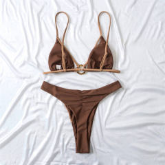 Spaghetti Straps Sexy Bikini for Female Bathing Suit Cut Out Beach Wear PQ3027