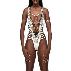 African Print One-Piece Swimsuit, Tribal Pattern Swimwear PQ18026