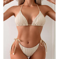 Wholesale Women's Ribbed Triangle Bikini Set, Micro Bathing Suit PQ8940