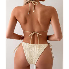 Wholesale Women's Ribbed Triangle Bikini Set, Micro Bathing Suit PQ8940