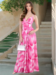 Women Casual Boho Dresses Summer Spaghetti Strap Maxi Dress PQ-HD033