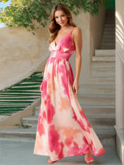 Women Casual Boho Dresses Summer Spaghetti Strap Maxi Dress PQ-HD033