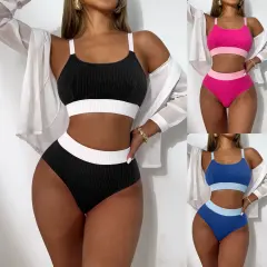 Women's Two Piece Ribbed Swimsuit, Sexy Sport Swimwear PQ24056