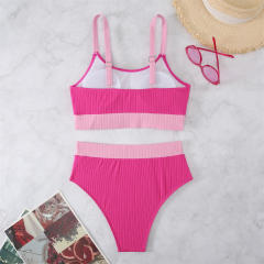 Women's Two Piece Ribbed Swimsuit, Sexy Sport Swimwear PQ24056