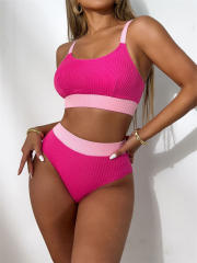Women's Two Piece Ribbed Swimsuit, Sexy Sport Swimwear PQ24056