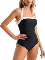 One-Piece Swimsuit, Halter Neck Design Swimwear, Classic Cut Bathers PQ2024D