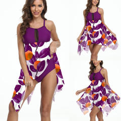 Women's Plus Size Vintage Swimming Dress One Piece Swimsuit PQ2206
