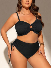 Women's Two Piece Swimsuit, Textured Pleated Chubby Swimwear PQ5048