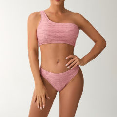 Women's Two-Piece Swimsuit Set, One Shoulder Swimwear PQ512556