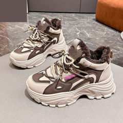 Woman Winter Clunky Sneakers Fashion Faux Fur Dad Shoes Sport Shoes PQ1027