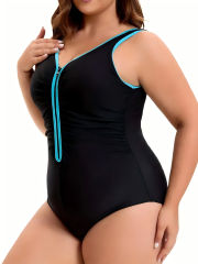 Chubby Women's One Piece Swimsuit, Plus Size Athletic Swimwear PQ300