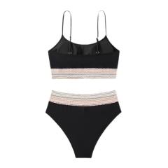 Women's Two Piece Swimsuit, Spaghetti Strap Crop Top and High Waist Bottom Vintage Swimwear PQ2419