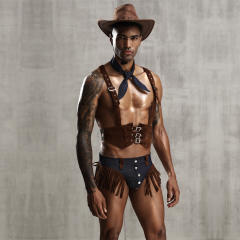 Wholesale Cowboy Costume For Men Sexy Lingerie Gay Club Wear PQ7213