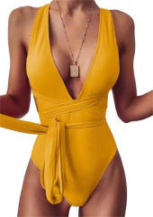 Women's Deep V-Neck Multiway Convertible One Piece Swimsuit Hollow Out Monokini PQ2021A