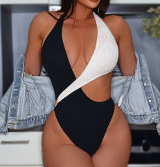 Women's One Piece Swimsuit, Halter Neck Monokini Backless Swimwear PQ-G186WY