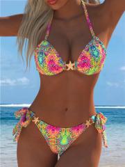 Women's Bikini Set, Rainbow Tie-Dye Print, Two Piece Swimsuit PQ-DB1903
