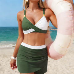 Women's Two-Piece Swimsuit, Top with Mesh Mini Skirt Bottom PQ-GM26003