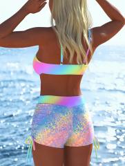 Women's Rainbow Ombre Two-Piece Bikini Set, Swimwear for Female PQC25