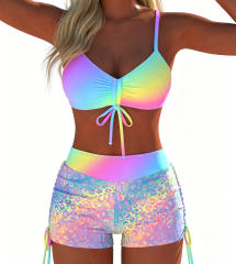 Women's Rainbow Ombre Two-Piece Bikini Set, Swimwear for Female PQC25