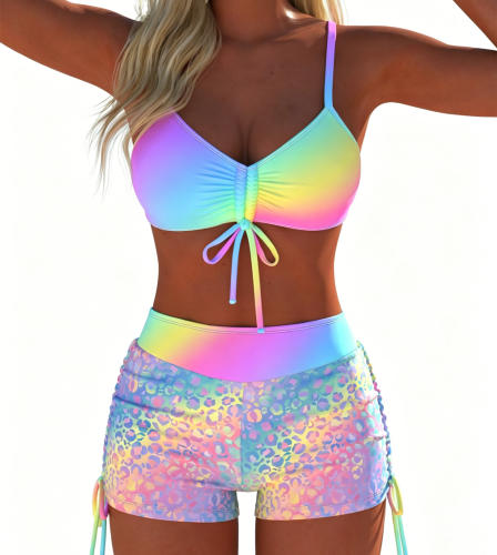 Women's Rainbow Ombre Two-Piece Bikini Set, Swimwear for Female PQC25