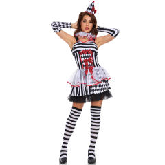 Women Cute Circus Clown Cosplay Fluffy Tutu Dress Halloween Party Role Play Costume PQ7081