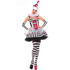 Women Cute Circus Clown Cosplay Fluffy Tutu Dress Halloween Party Role Play Costume PQ7081
