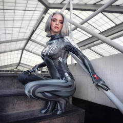 White Widow Cosplay Costume, Women Spiderman Jumpsuit PQ200809