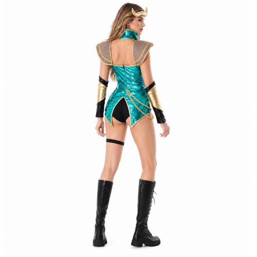 Viking Goddess Roman Fantasy Female Warrior Cosplay Jumpsuit Halloween Role Play Costume PQ328