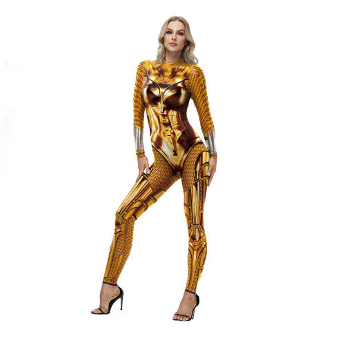 Wonder Woman Golden Armor Halloween Cosplay Bodysuit, Stage Show Costume PQ-B142
