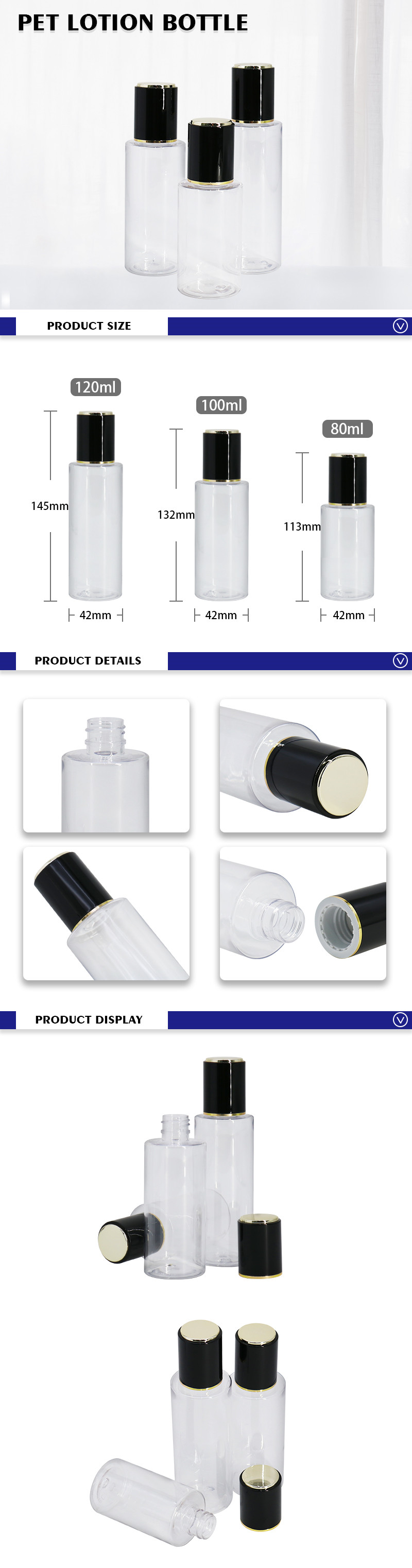 Empty PET Cosmetic Toner Bottles