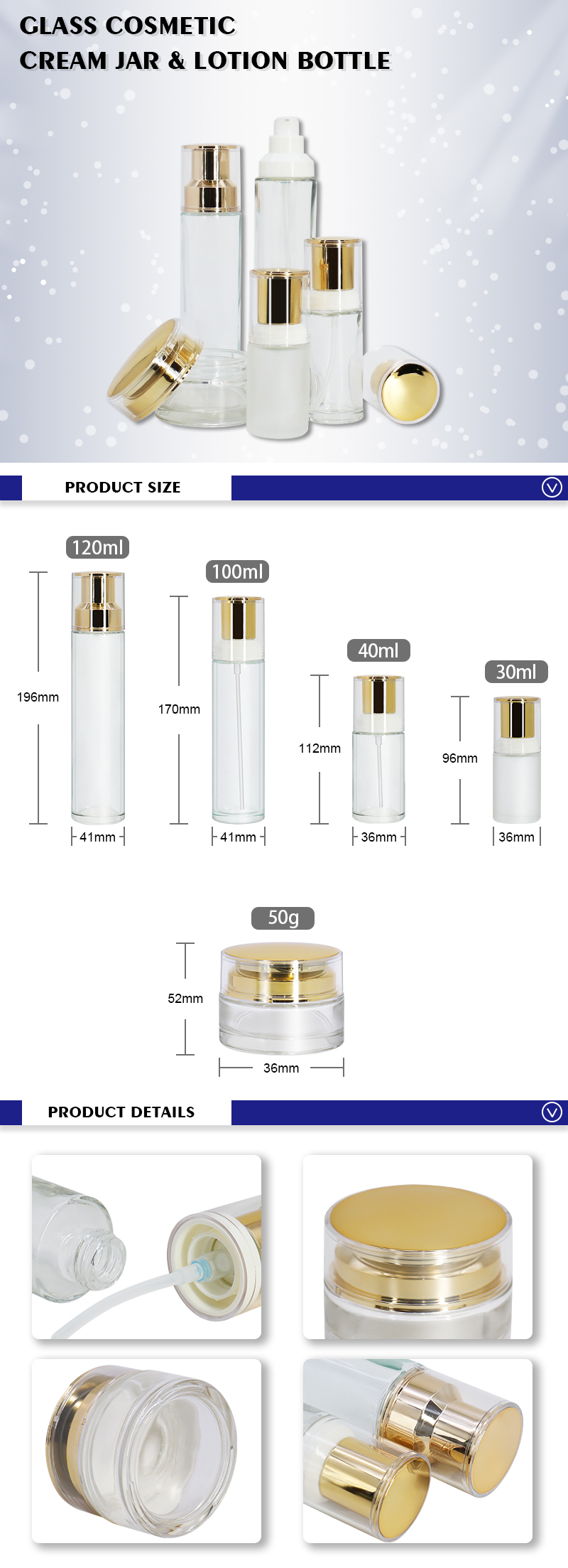 Custom Cosmetic Clear Glass Lotion Bottles,cream jar