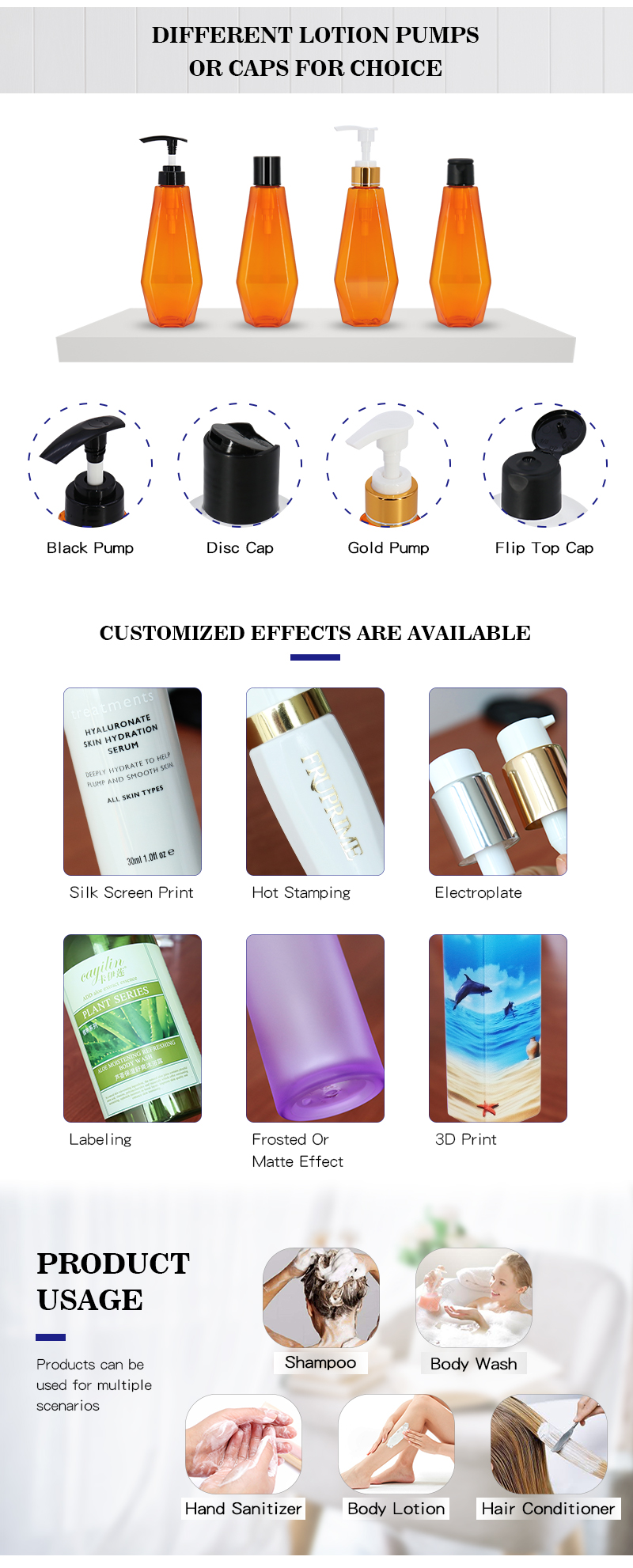 Irregular Transparent Plastic Lotion Shampoo Bottles Empty 120ml 200ml , Color Customized Bottle