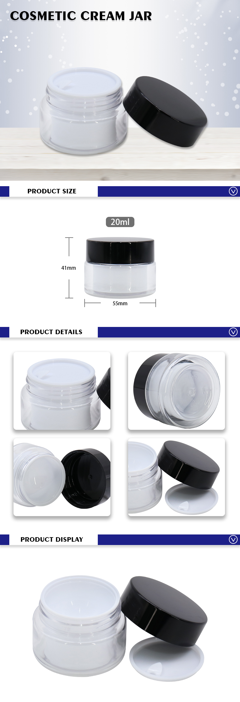 Double Wall PET Plastic Cosmetic Jards