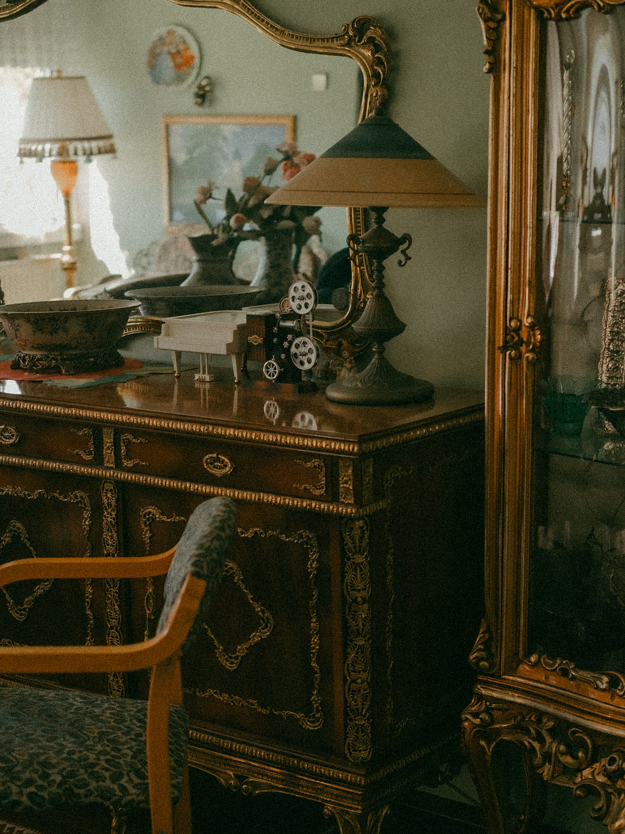 Classical home office study interior with desk