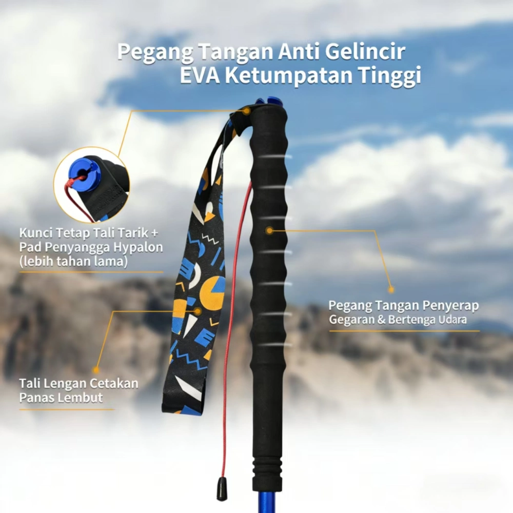 Tankye trekking pole length lock and folded-size details
